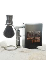 MEN³ - Nickel stand for Shaving brush and shaving razor