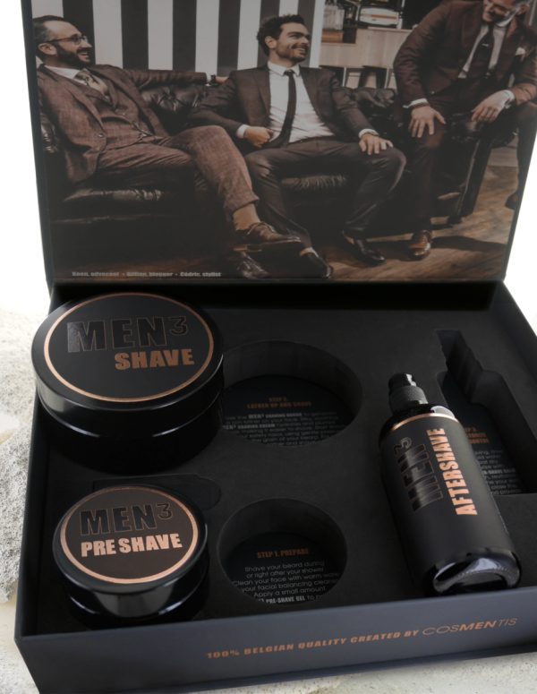 MEN³ - Shaving box - ( pre-shave, shave, aftershave)